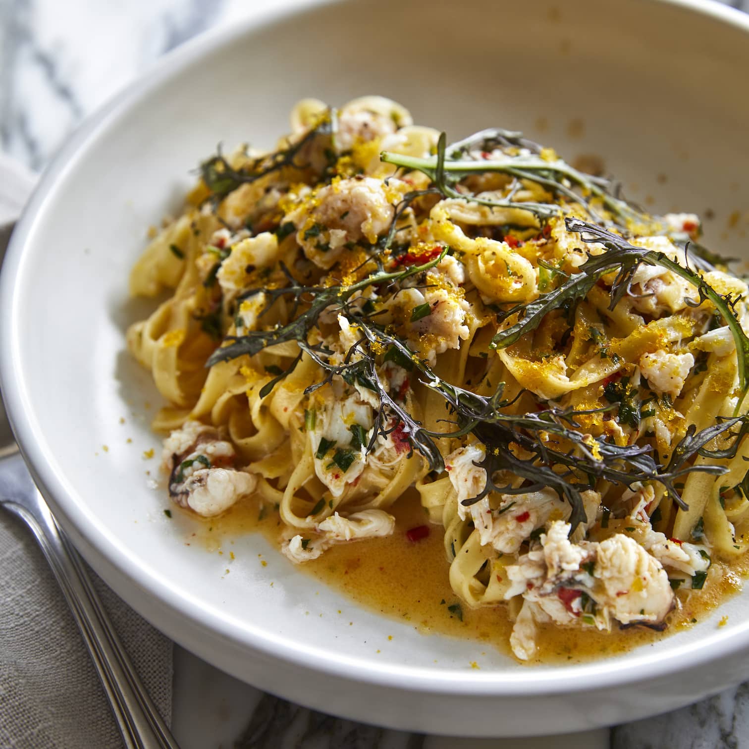 Crab linguine at Barrenjoey House restaurant in Palm Beach on Sydney's Northern Beaches