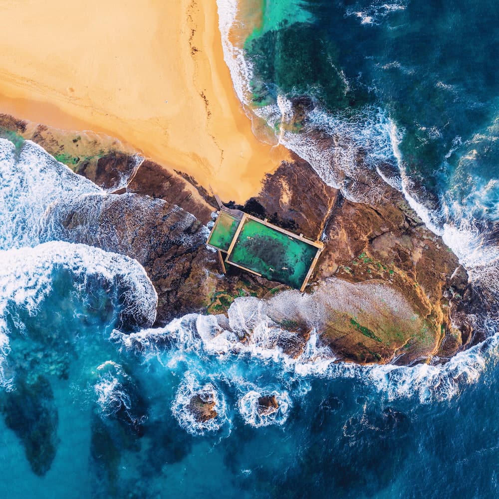 Aerial view of Mona Vale ocean pool on Sydney's Northern Beaches