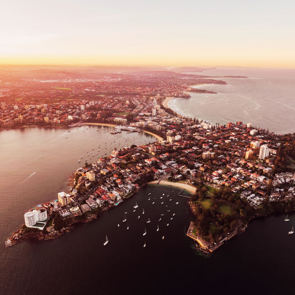 Aerial view of Manly Beach on Sydney's Northern Beaches